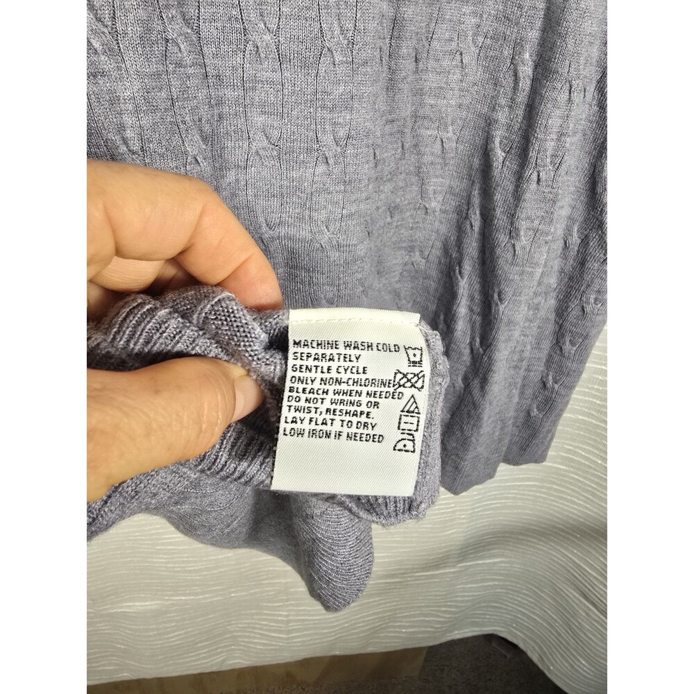 White Stag Shirt Top Womens 30W/32 Gray Cable Knit V Neck Short Sleeve Plus Soft - Picture 10 of 16
